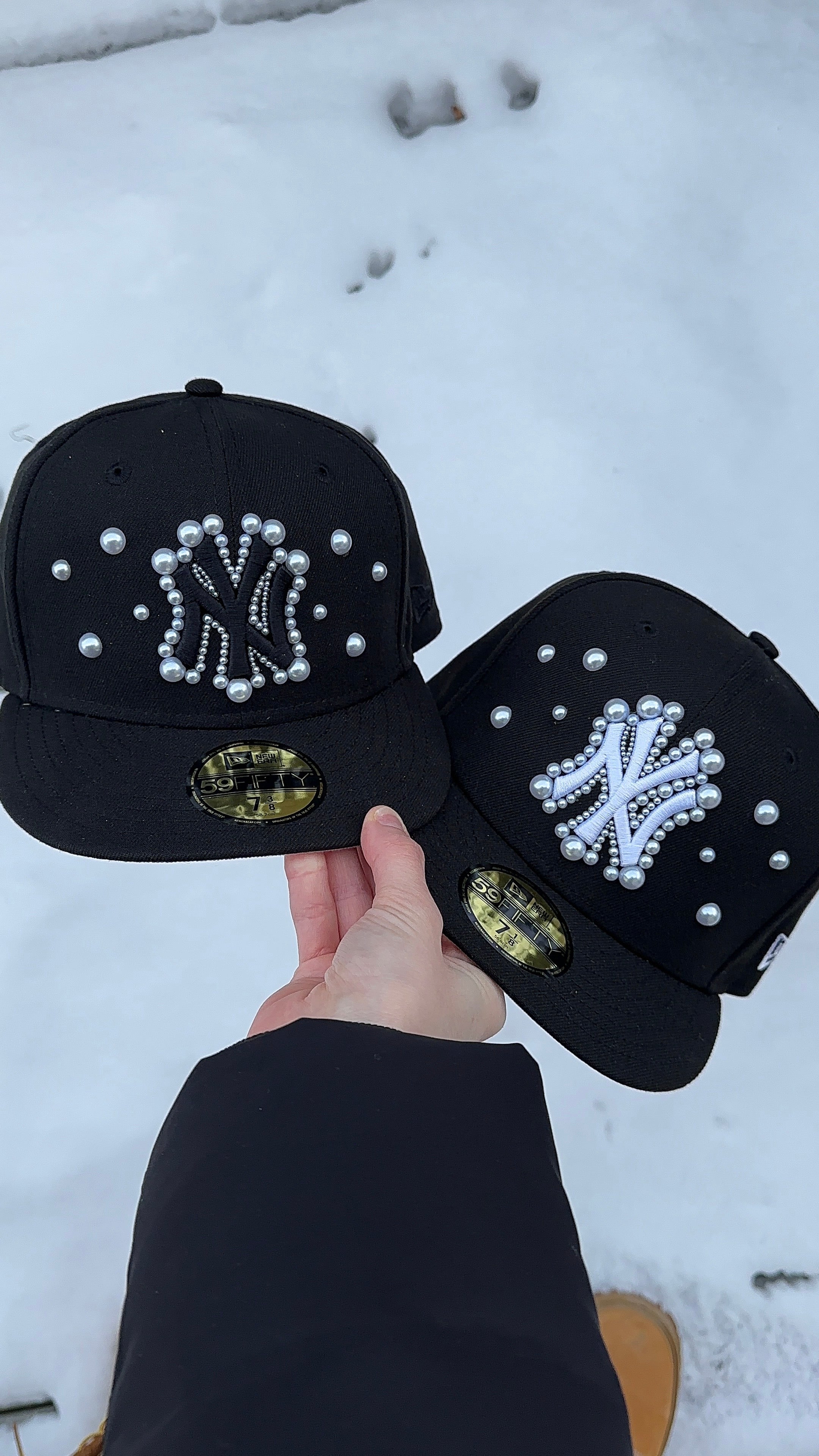 Pearl Embellished Fitted Cap